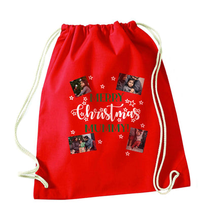Merry Christmas Mummy red drawstring bag 