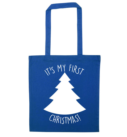 It's my first Christmas - tree blue tote bag