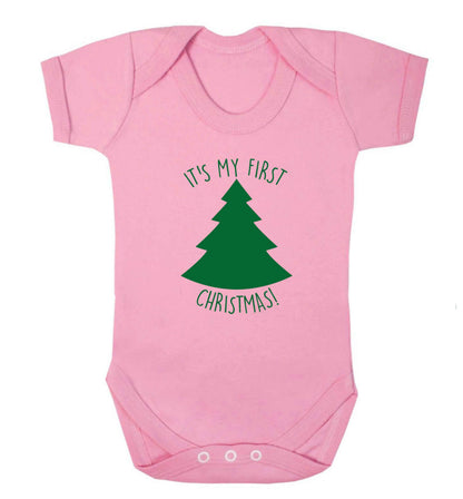 It's my first Christmas - tree baby vest pale pink 18-24 months