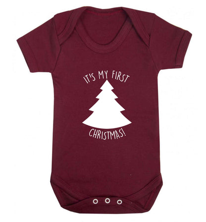 It's my first Christmas - tree baby vest maroon 18-24 months