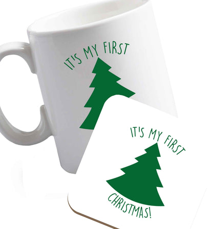 10 oz Favourite Type Pan Pancake ceramic mug and coaster set right handed