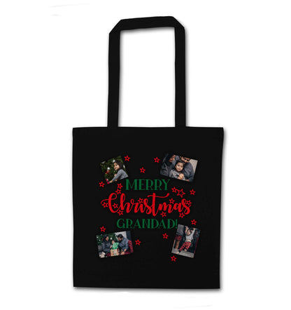 Merry Christmas grandad black tote bag