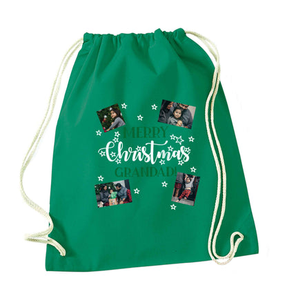 Merry Christmas grandad green drawstring bag