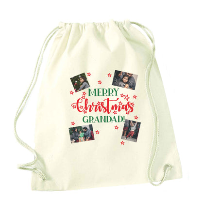 Merry Christmas grandad natural drawstring bag