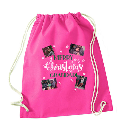 Merry Christmas grandad pink drawstring bag