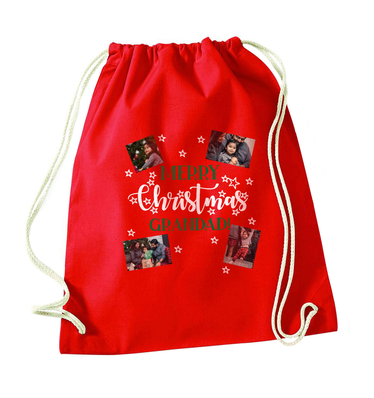 Merry Christmas grandad red drawstring bag 