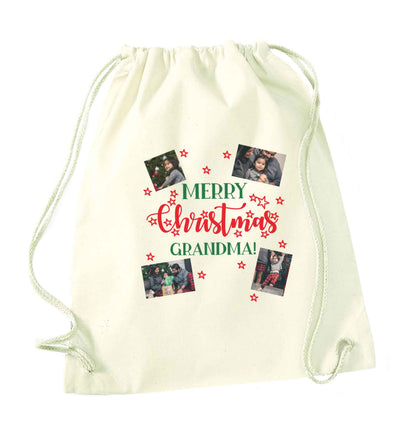 Merry Christmas grandma natural drawstring bag
