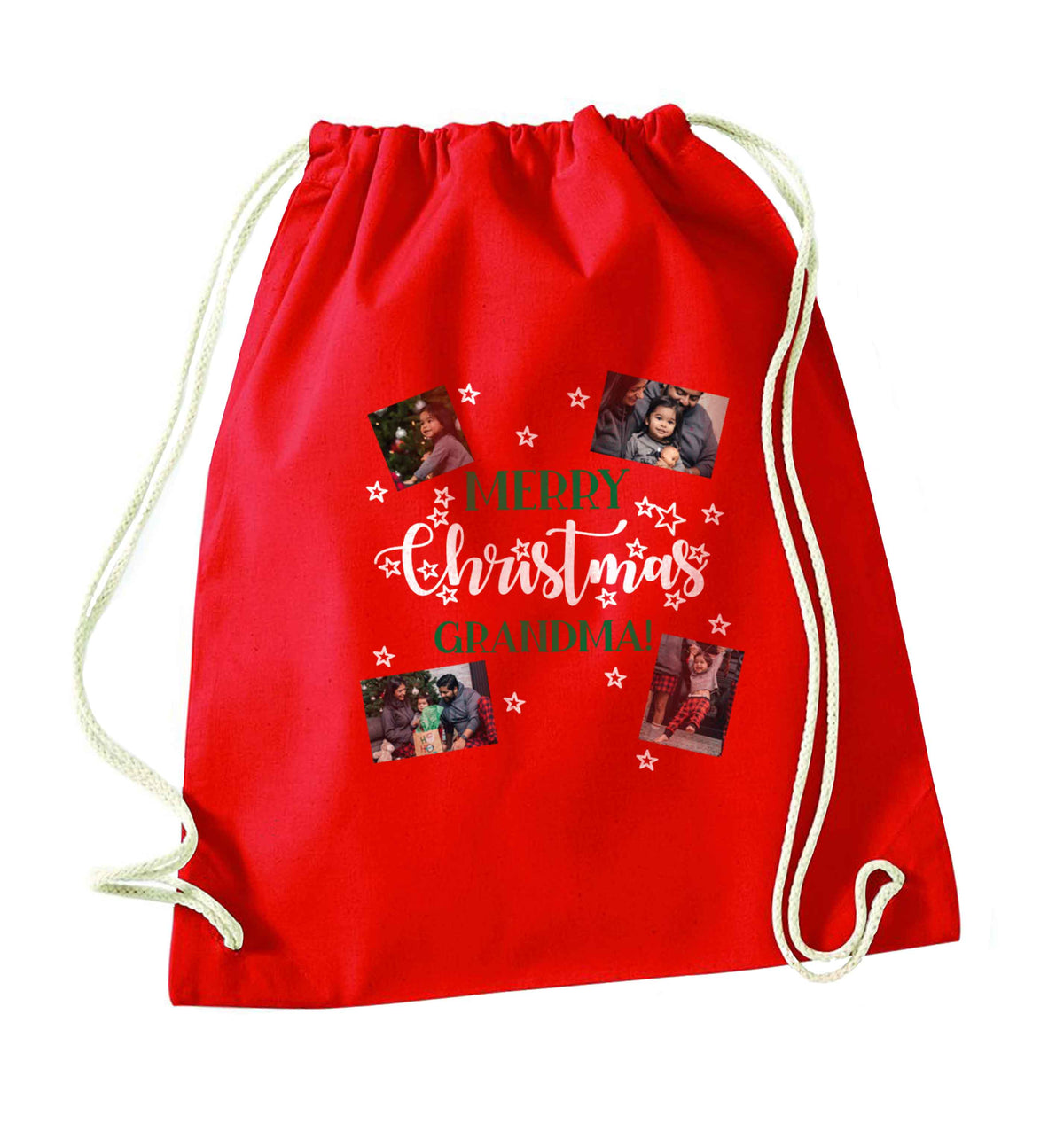 Merry Christmas grandma red drawstring bag 