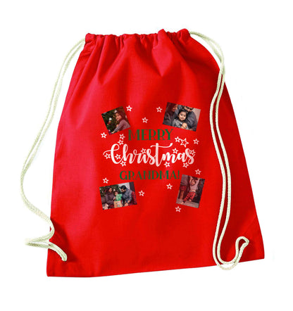 Merry Christmas grandma red drawstring bag 