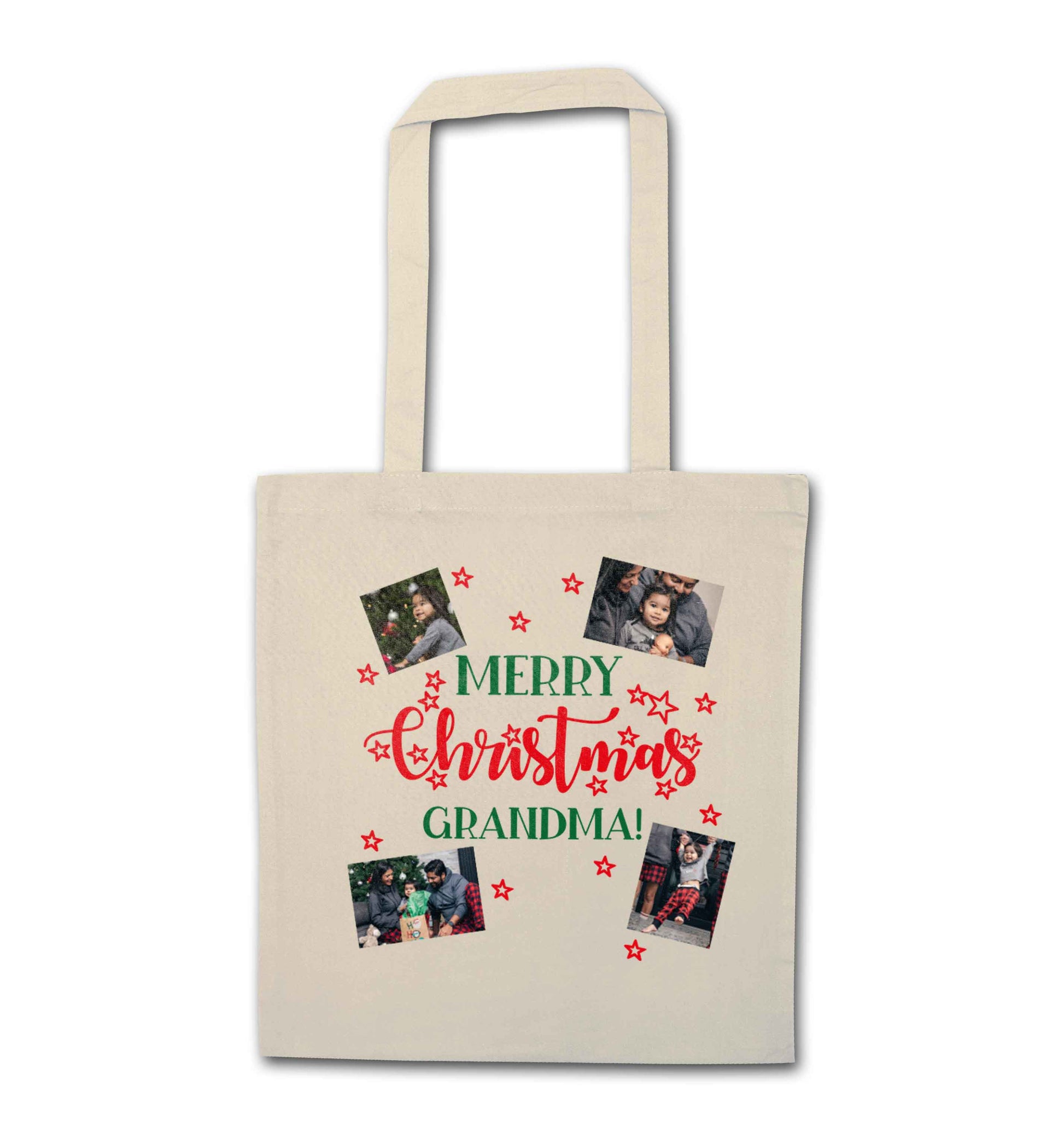 Merry Christmas grandma natural tote bag