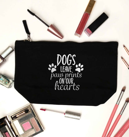 Dog leave paw prints on our hearts black makeup bag