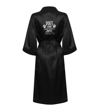 Dog leave paw prints on our hearts XL/XXL black ladies dressing gown size 16/18