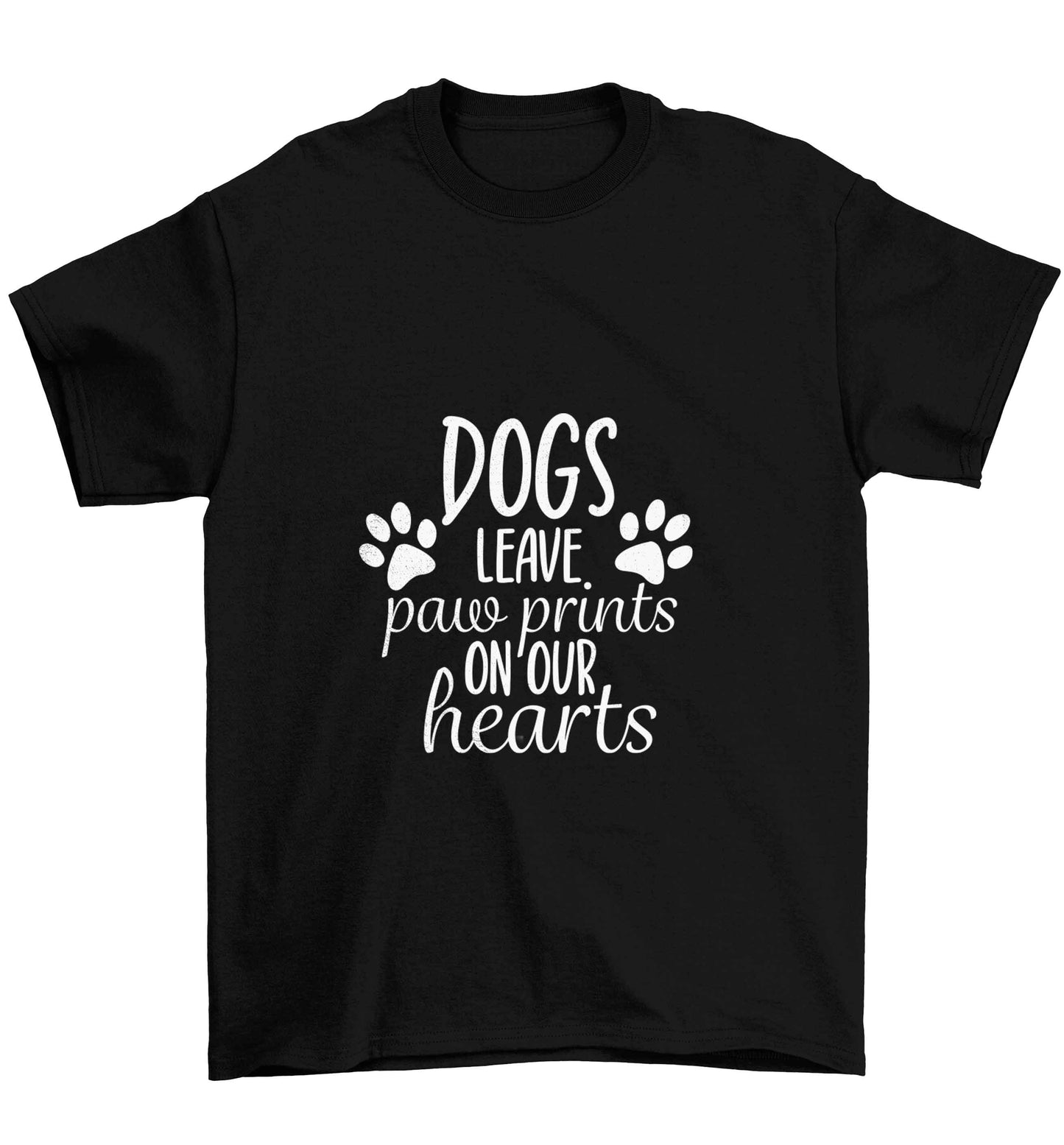 Dog leave paw prints on our hearts Children's black Tshirt 12-13 Years