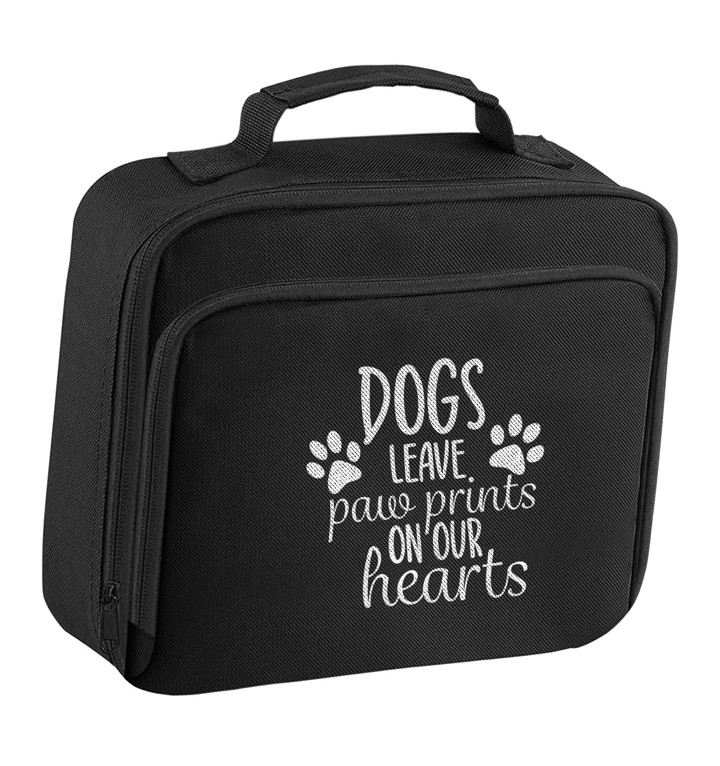 Dog leave paw prints on our hearts insulated black lunch bag cooler