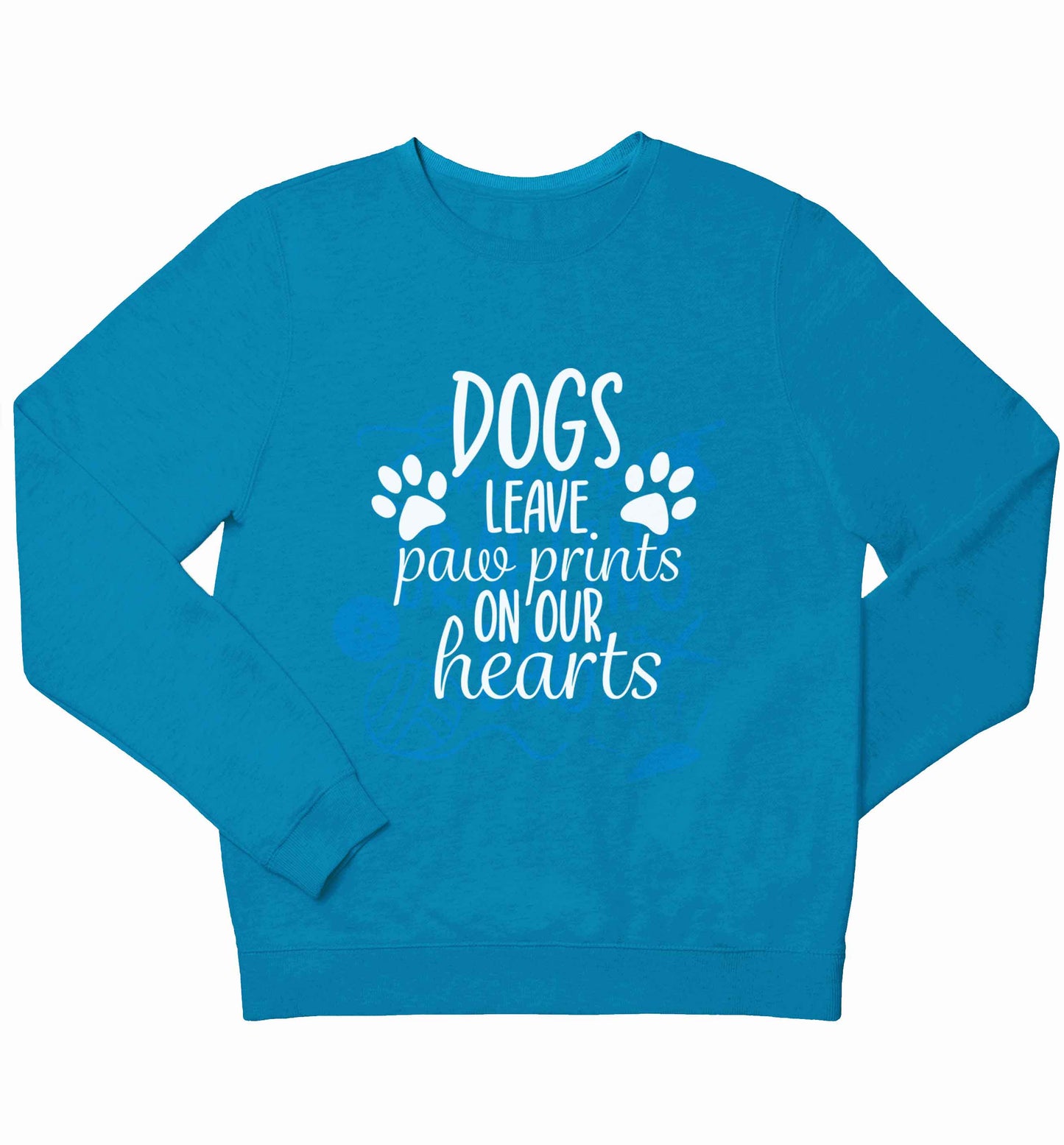 Dog leave paw prints on our hearts children's blue sweater 12-13 Years