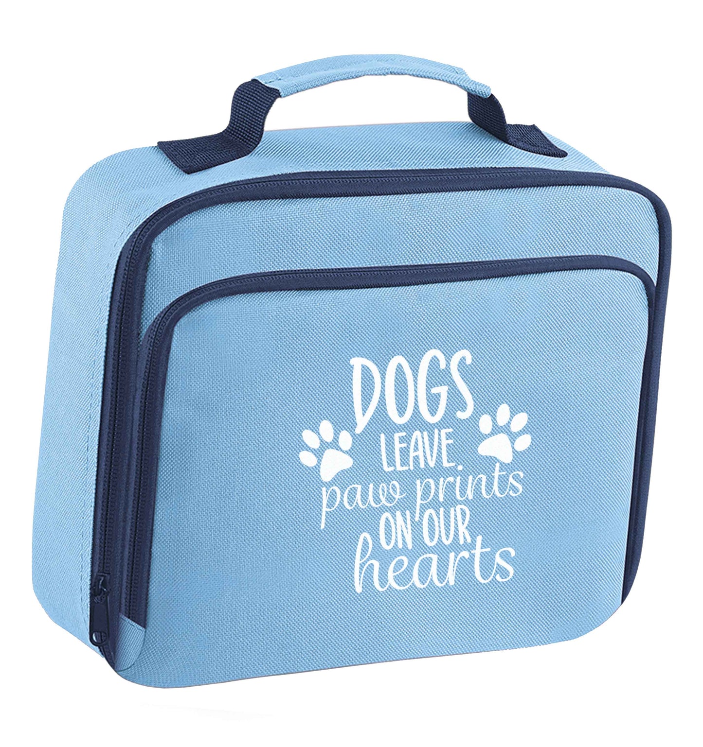 Dog leave paw prints on our hearts insulated blue lunch bag cooler