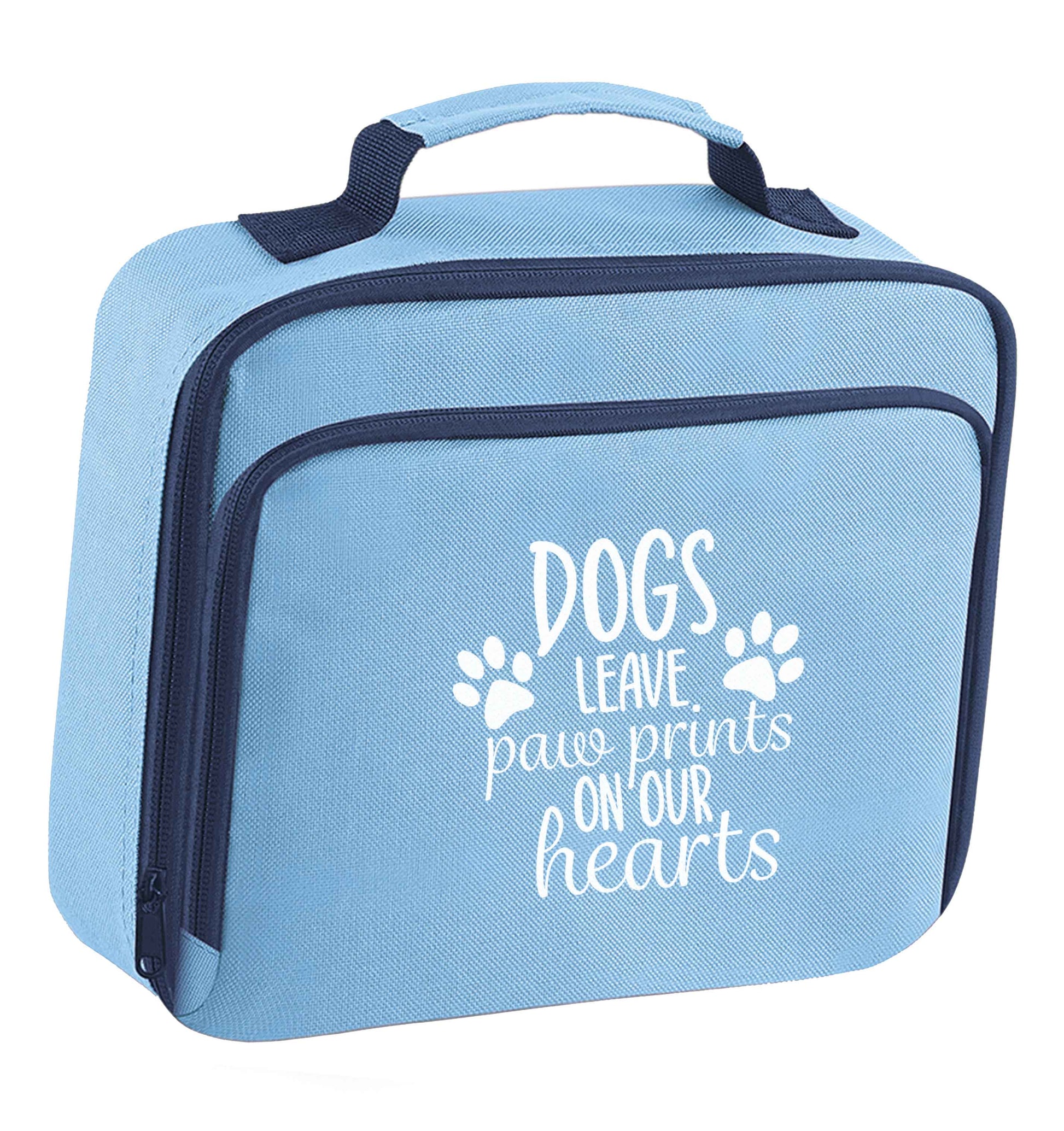 Dog leave paw prints on our hearts insulated blue lunch bag cooler