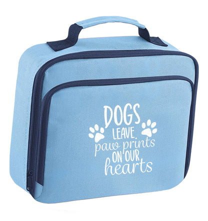 Dog leave paw prints on our hearts insulated blue lunch bag cooler
