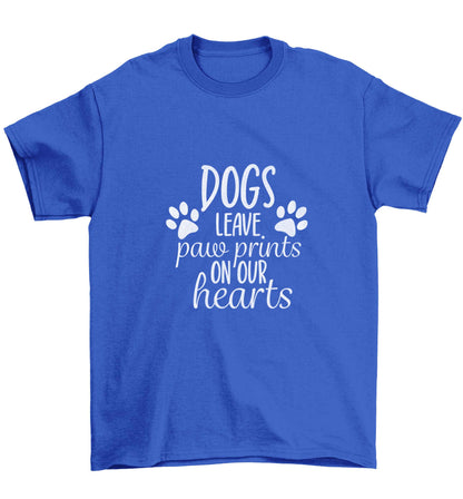 Dog leave paw prints on our hearts Children's blue Tshirt 12-13 Years