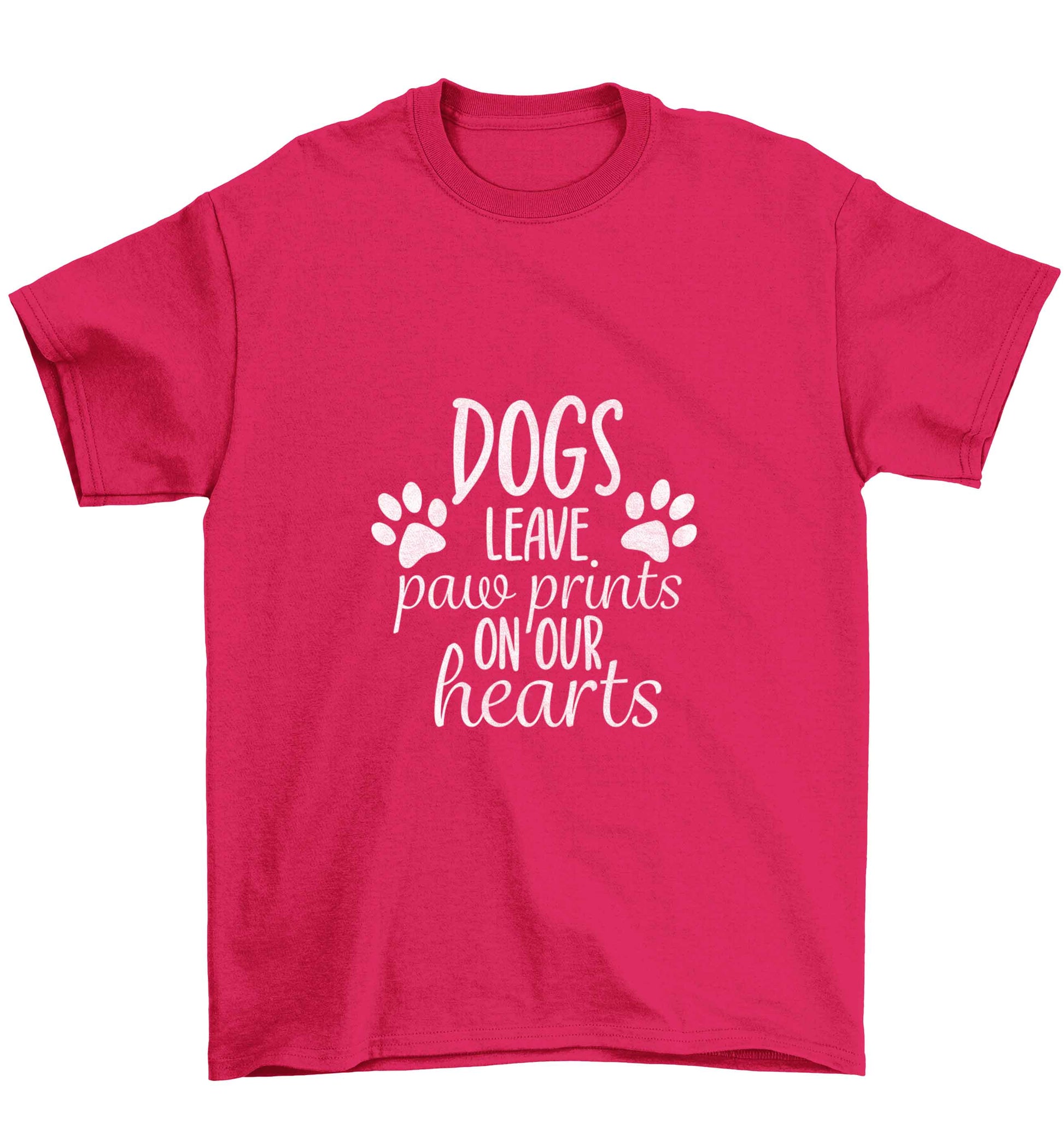 Dog leave paw prints on our hearts Children's pink Tshirt 12-13 Years