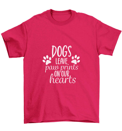 Dog leave paw prints on our hearts Children's pink Tshirt 12-13 Years