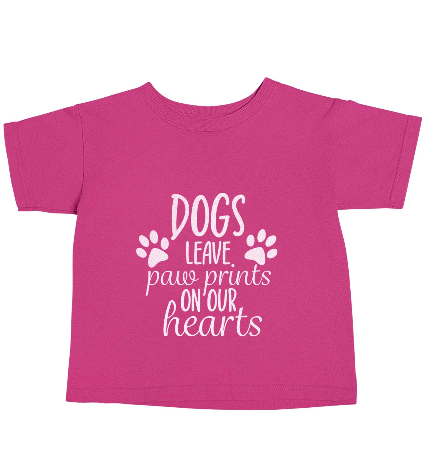 Dog leave paw prints on our hearts pink baby toddler Tshirt 2 Years