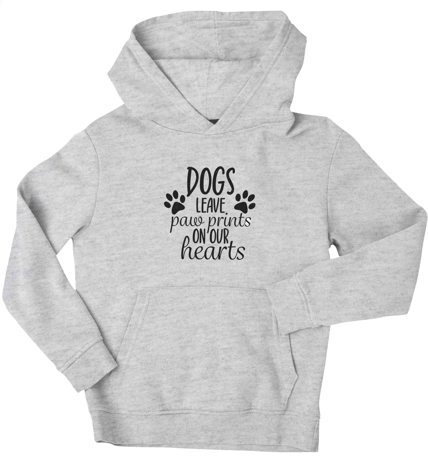 Dog leave paw prints on our hearts children's grey hoodie 12-13 Years