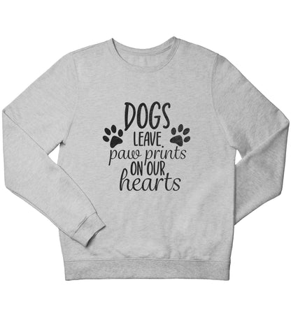 Dog leave paw prints on our hearts children's grey sweater 12-13 Years