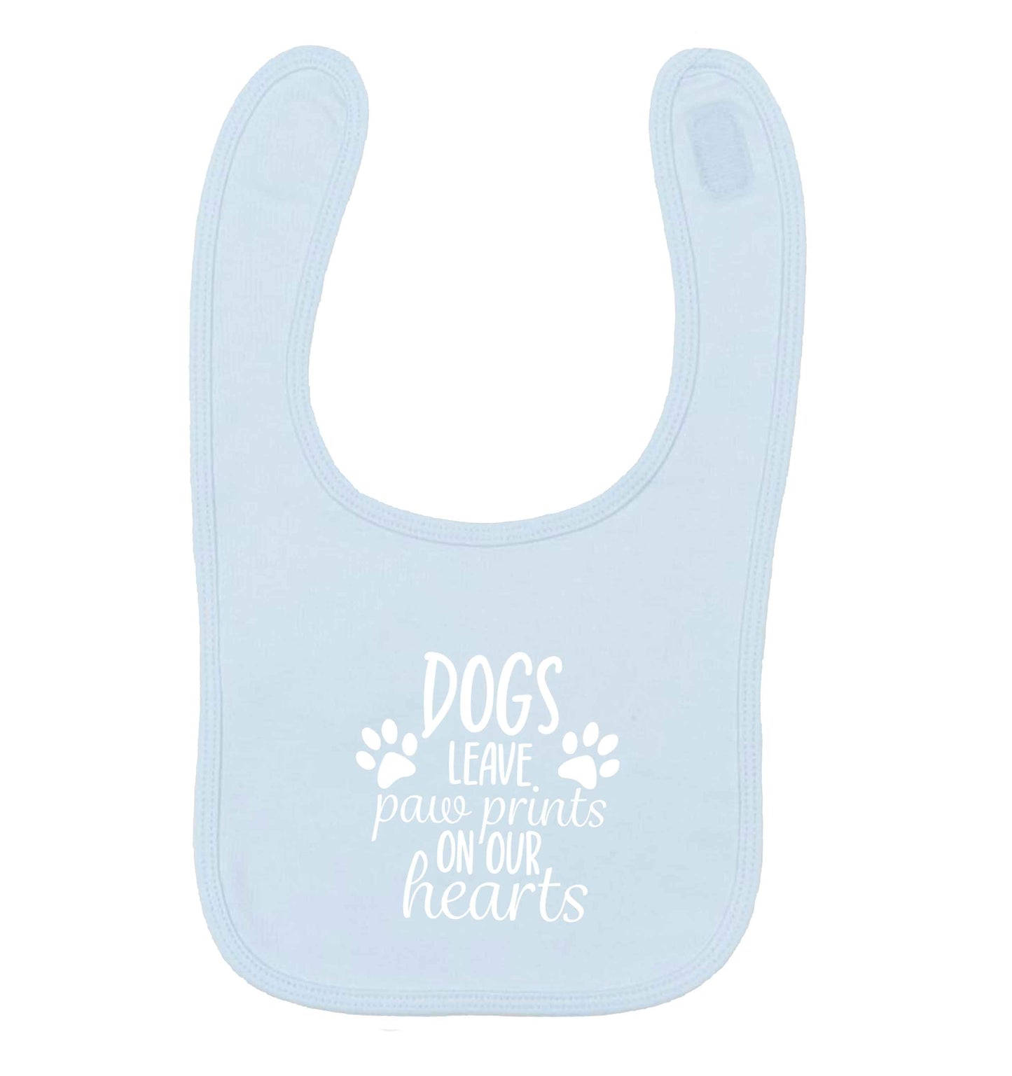 Dog leave paw prints on our hearts pale blue baby bib