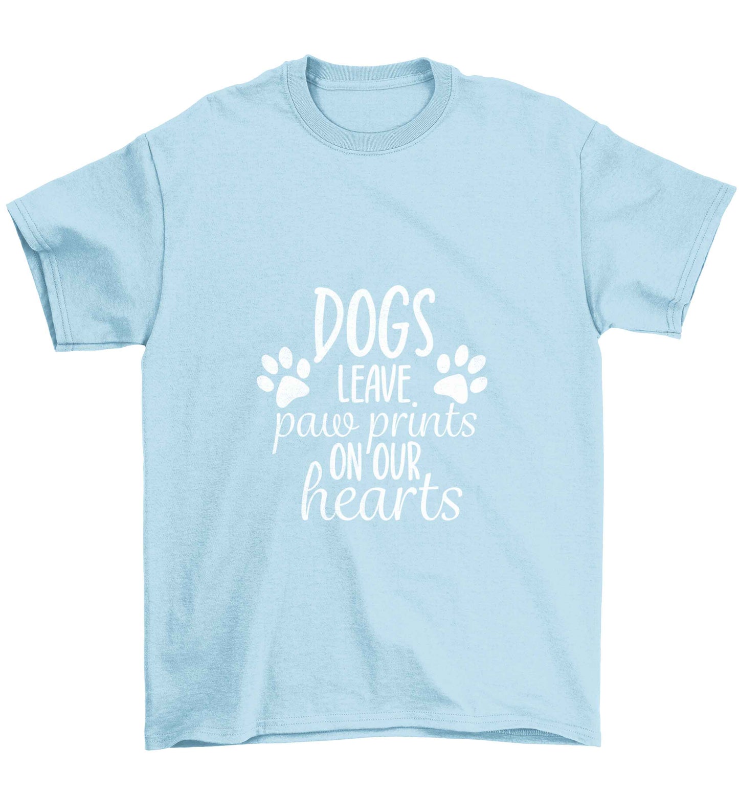 Dog leave paw prints on our hearts Children's light blue Tshirt 12-13 Years