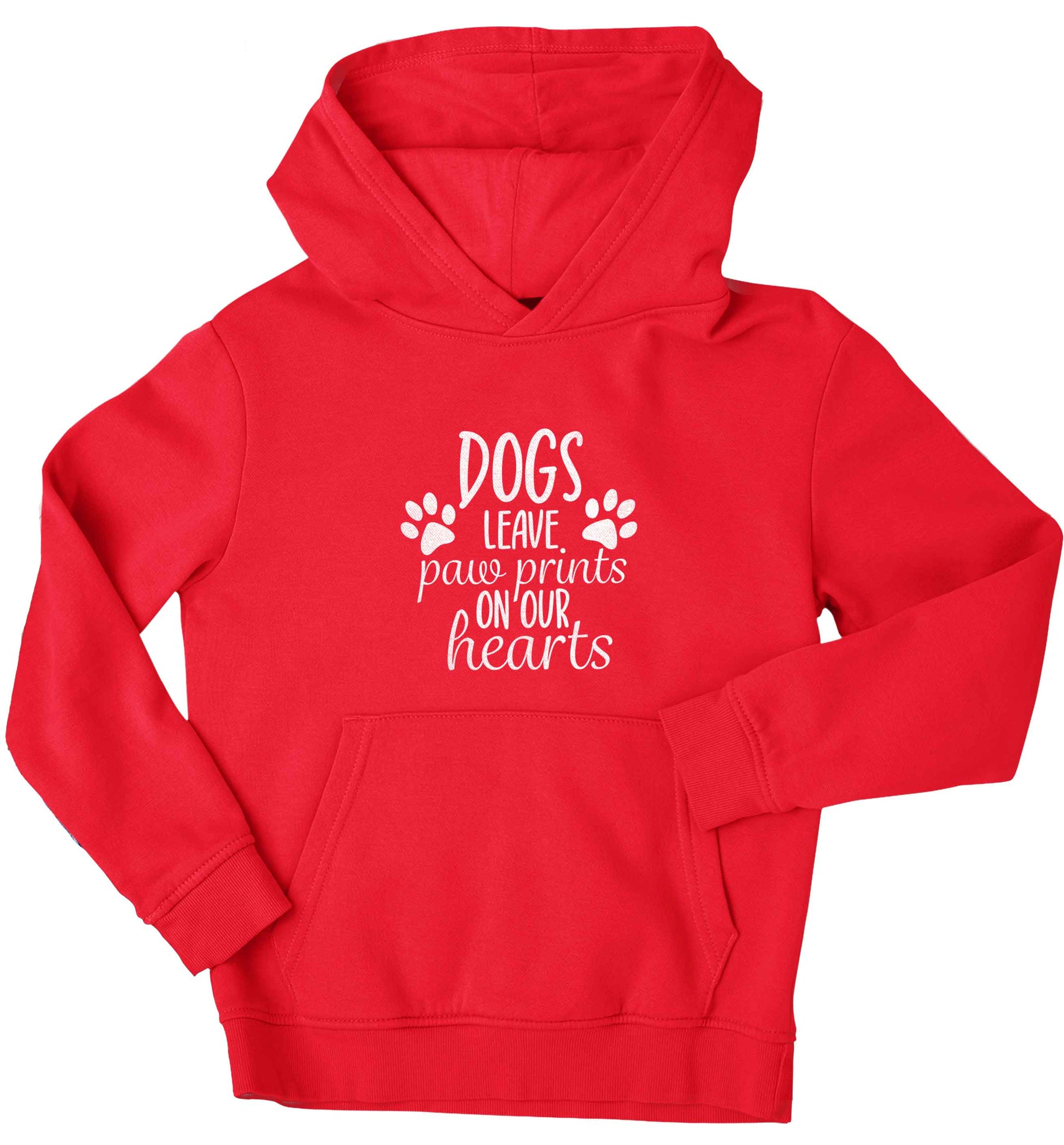 Dog leave paw prints on our hearts children's red hoodie 12-13 Years