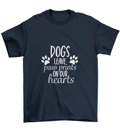 Dog leave paw prints on our hearts Children's navy Tshirt 12-13 Years
