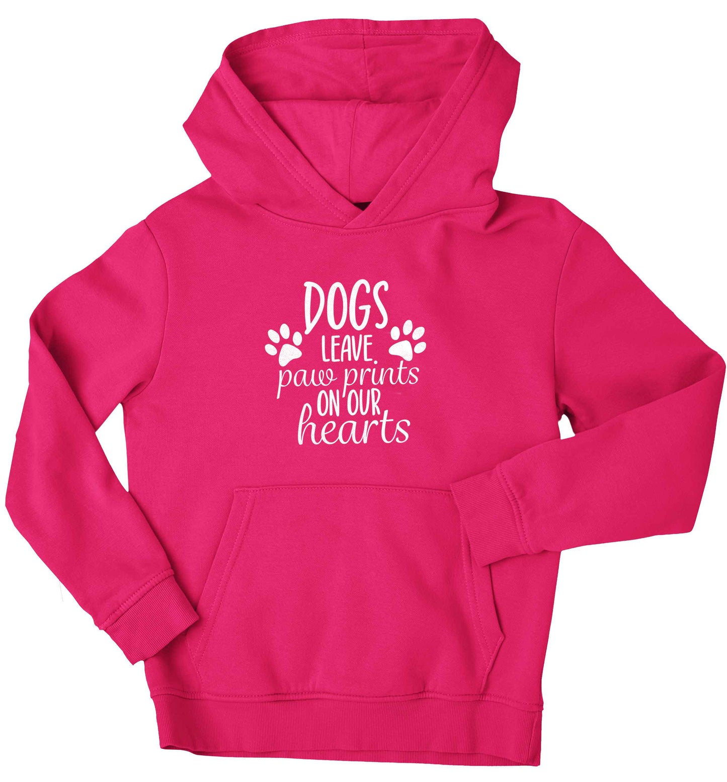 Dog leave paw prints on our hearts children's pink hoodie 12-13 Years