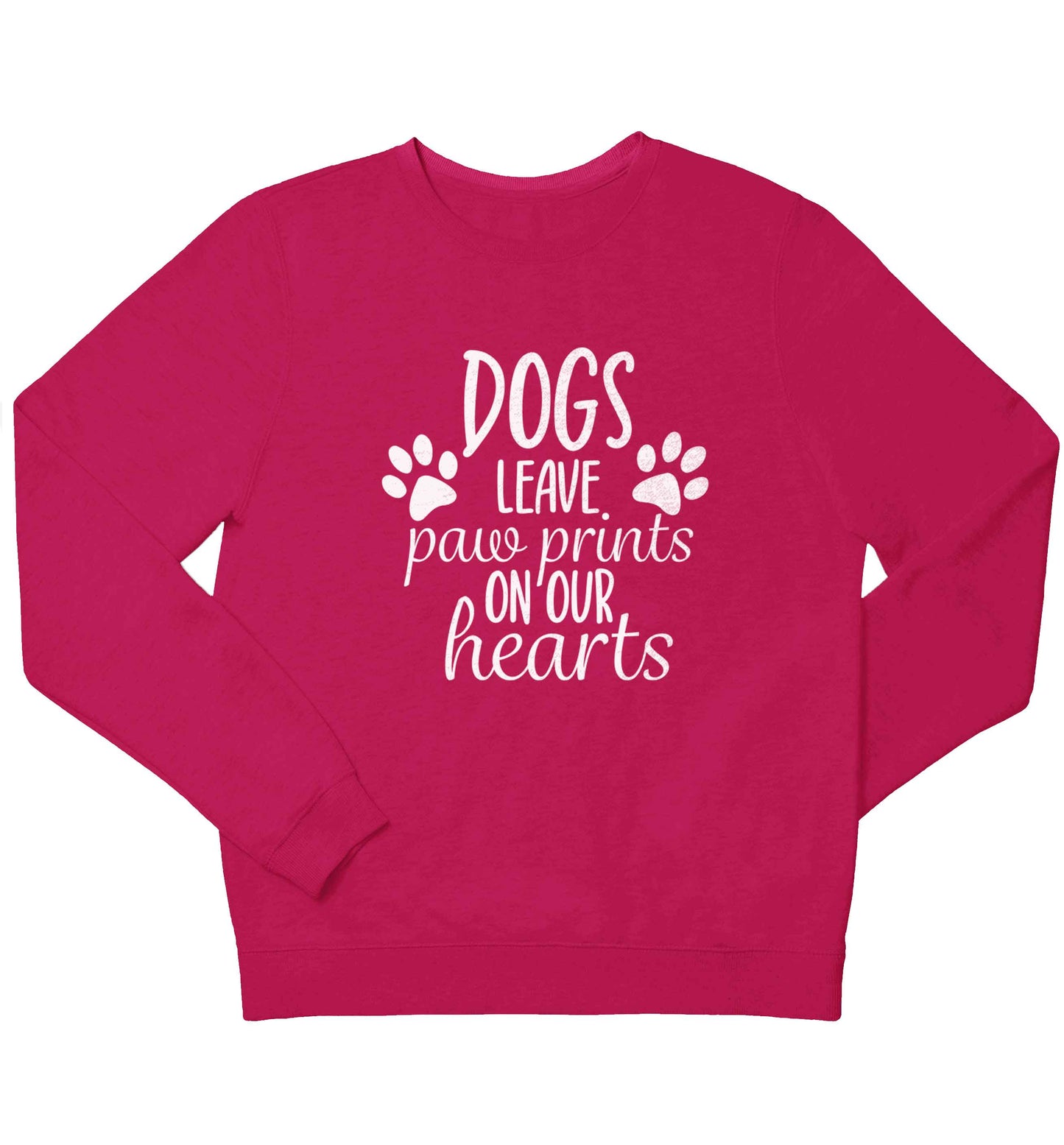 Dog leave paw prints on our hearts children's pink sweater 12-13 Years