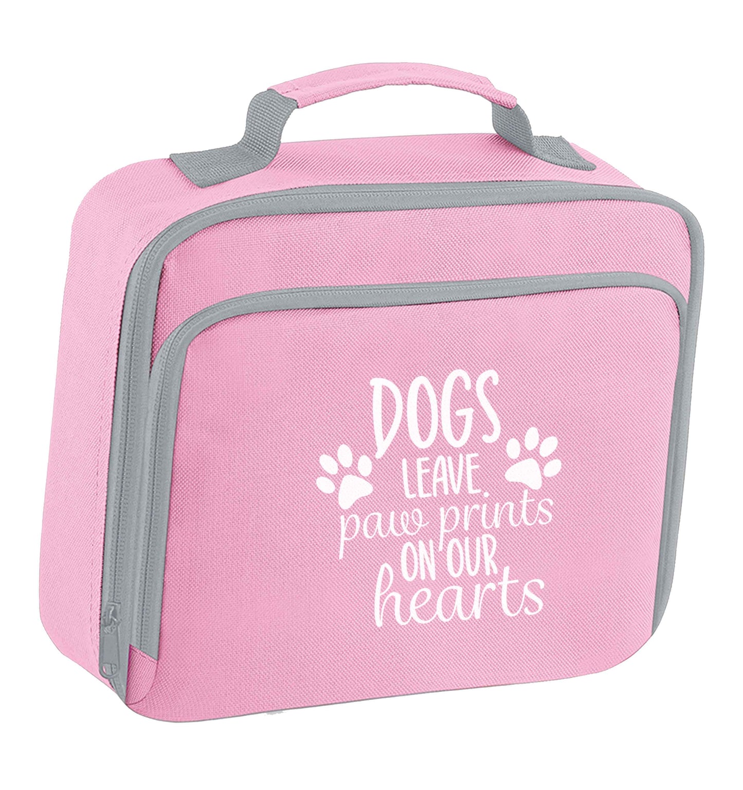 Dog leave paw prints on our hearts insulated pink lunch bag cooler
