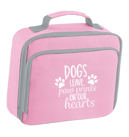 Dog leave paw prints on our hearts insulated pink lunch bag cooler