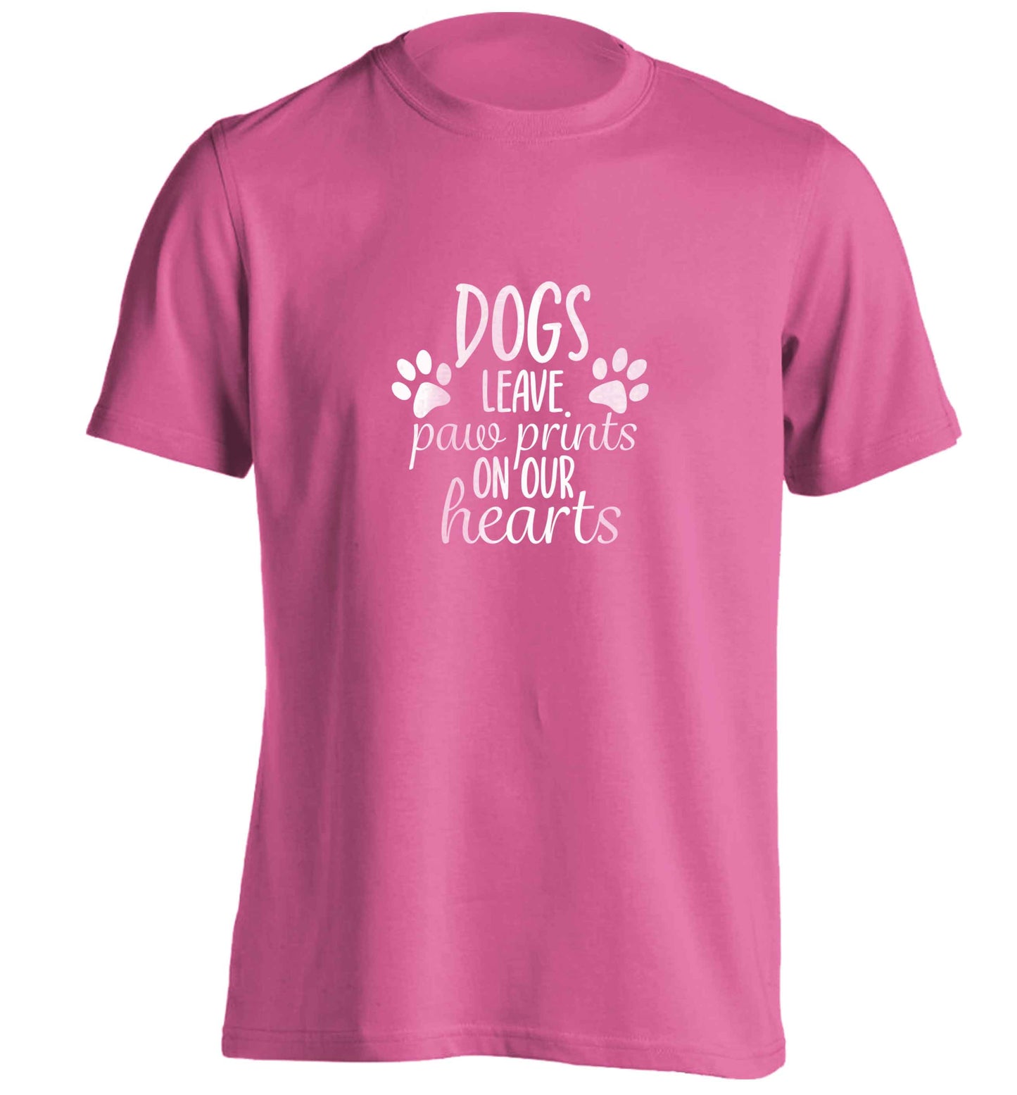 Dog leave paw prints on our hearts adults unisex pink Tshirt 2XL
