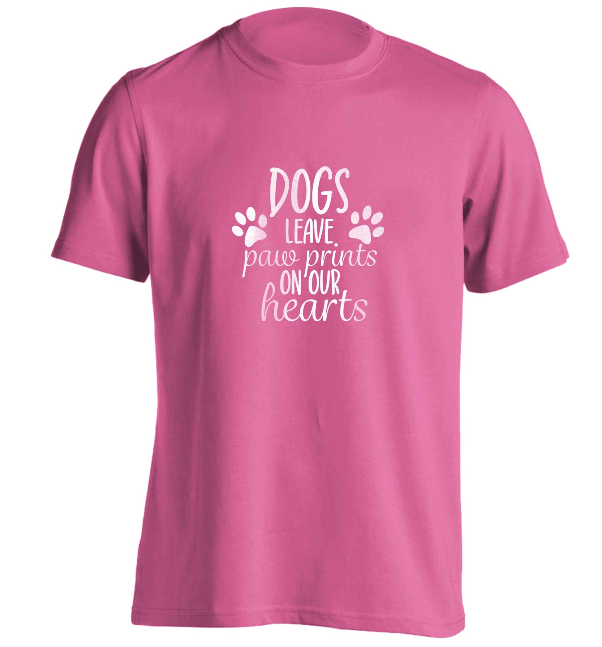 Dog leave paw prints on our hearts adults unisex pink Tshirt 2XL