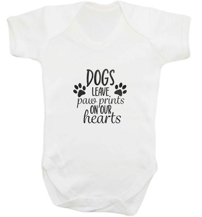 Dog leave paw prints on our hearts baby vest white 18-24 months