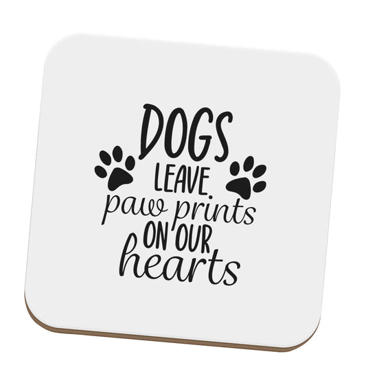 Dog leave paw prints on our hearts set of four coasters