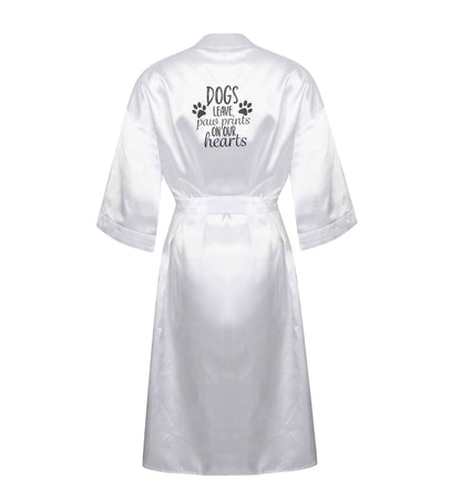Dog leave paw prints on our hearts XL/XXL white ladies dressing gown size 16/18