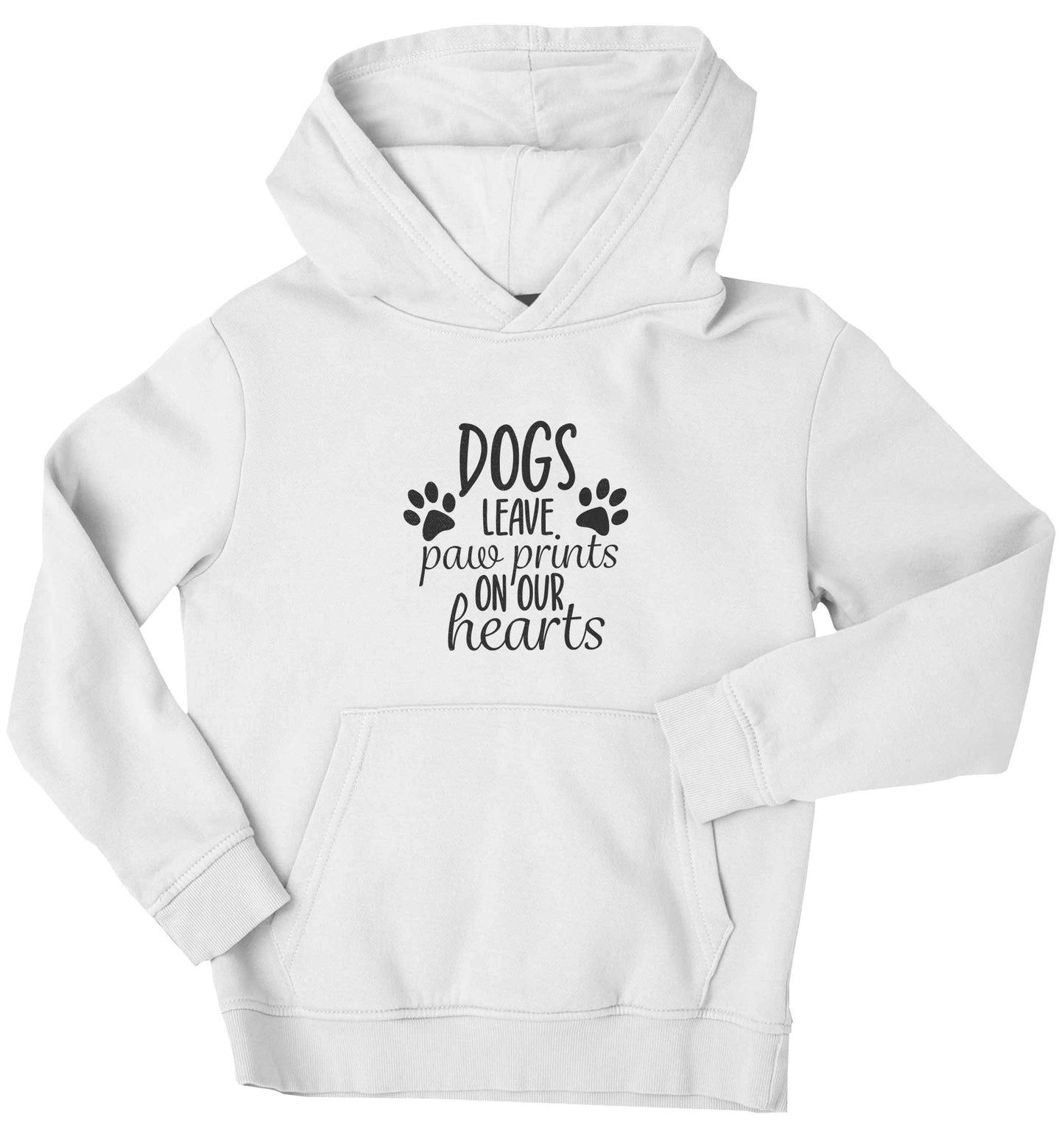 Dog leave paw prints on our hearts children's white hoodie 12-13 Years