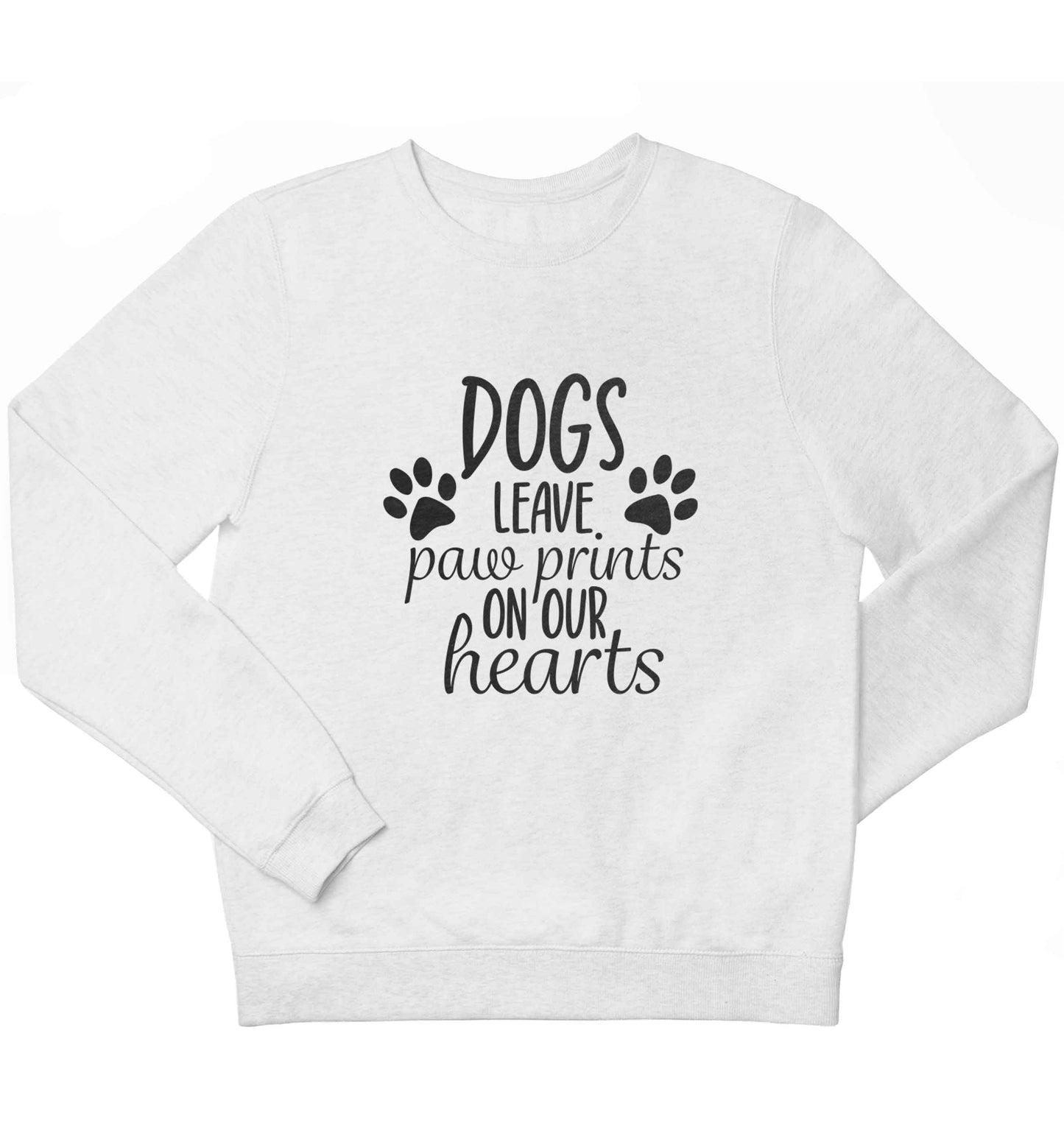 Dog leave paw prints on our hearts children's white sweater 12-13 Years