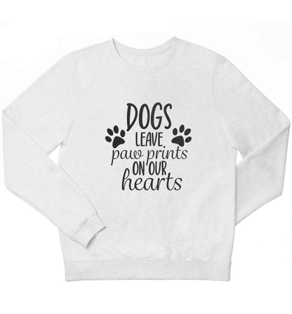 Dog leave paw prints on our hearts children's white sweater 12-13 Years