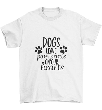 Dog leave paw prints on our hearts Children's white Tshirt 12-13 Years