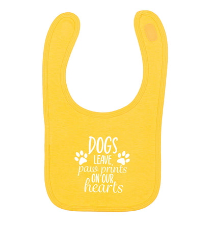Dog leave paw prints on our hearts yellow baby bib
