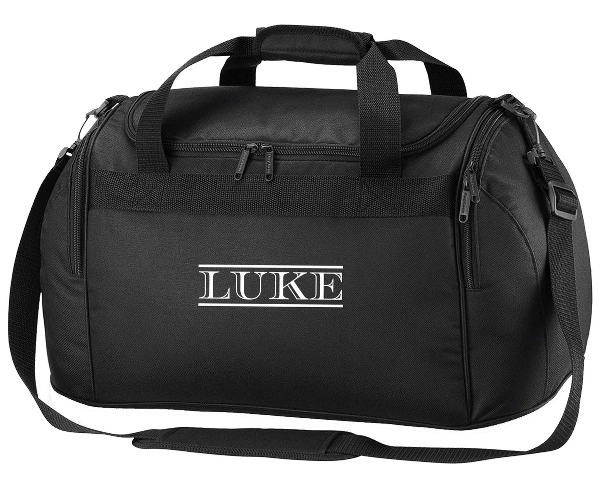 Personalised name black holdall / duffel bag