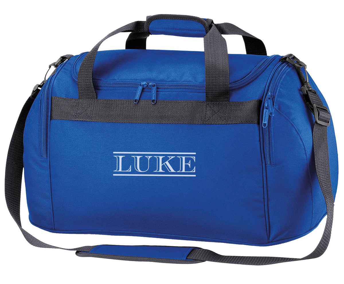 Personalised name royal blue holdall / duffel bag