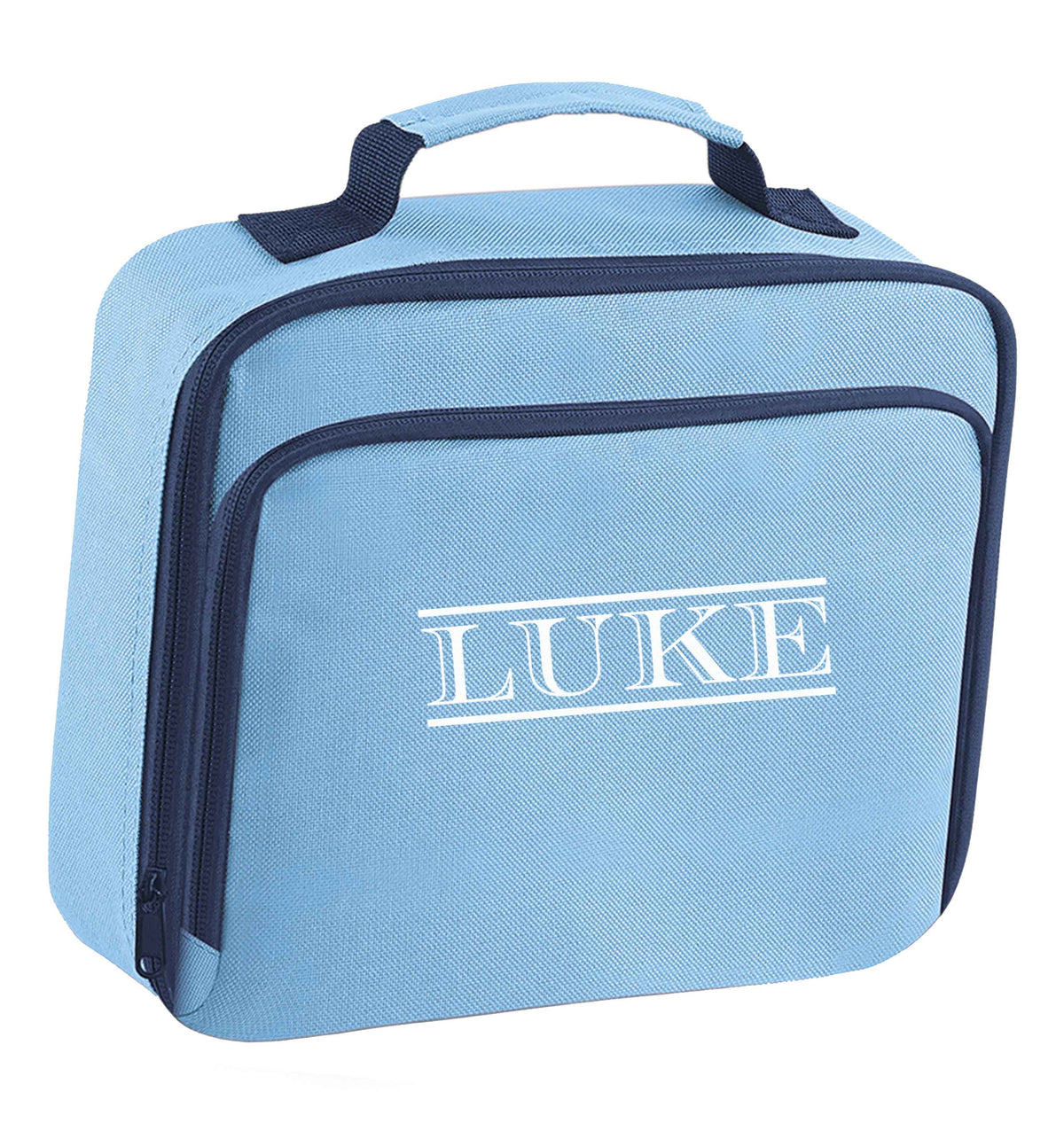 Personalised name insulated blue lunch bag cooler