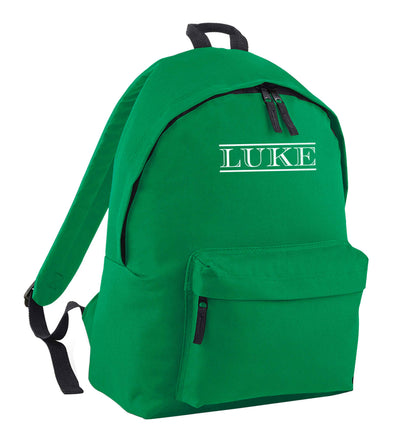 Personalised name green adults backpack